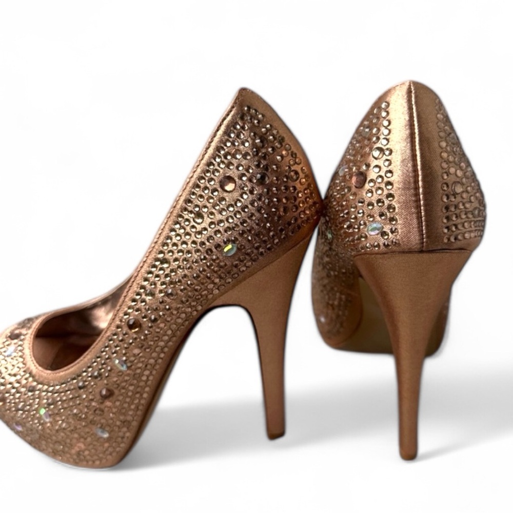 Steve Madden Sparkling Gold Peep-Toe Heels - Picture 9 of 17